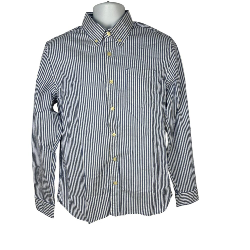 Jachs Heritage Oxford Shirt Blue White Striped Stretch Fabric Size Small